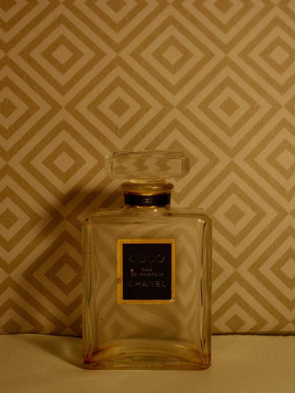 Vintage 1980s Coco Chanel Empty Perfume Bottle - Glass Stopper - French SGD Base